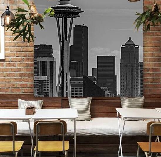 seattle skyline  square 2686 Goodwill 13k by Black And White