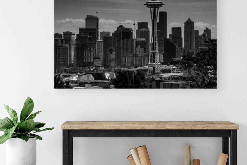seattle skyline queen anne hill  horizontal 2676 by Black And White