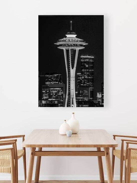 space needle at night  vertical 2674 Alki 13k by Black And White