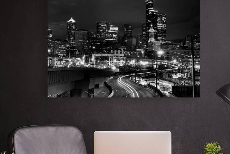 seattle skyline over alaskan way  horizontal 2673 by Black And White