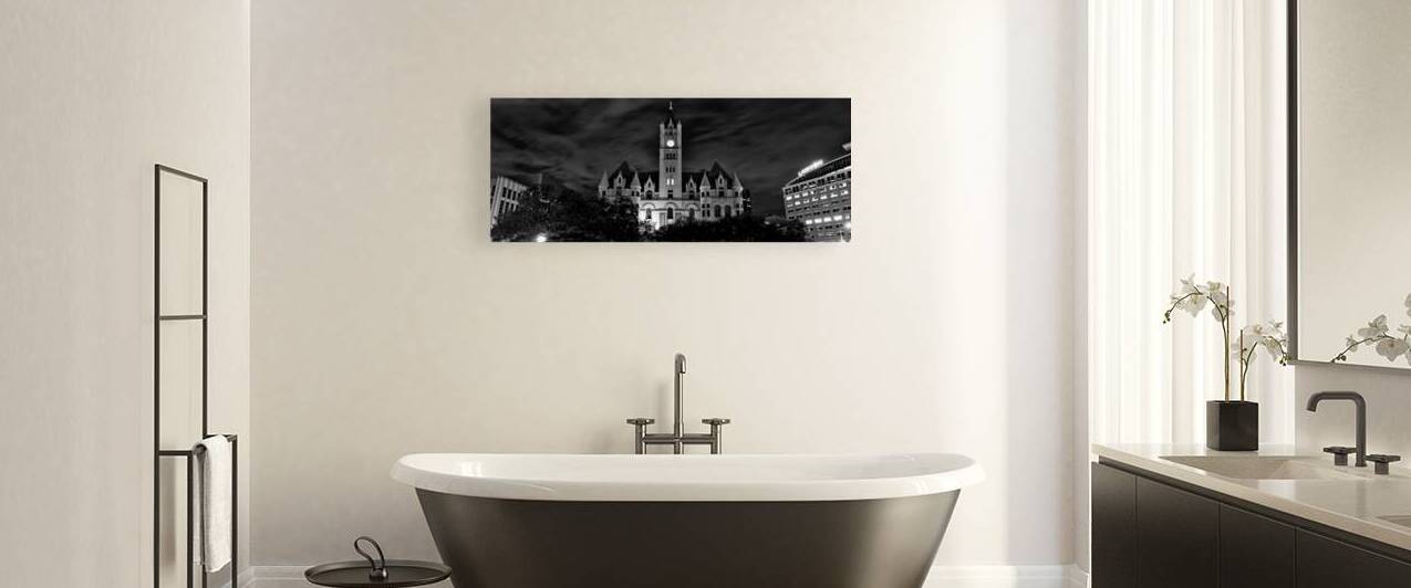 landmark center from rice park  panoramic 1728 La by Black And White