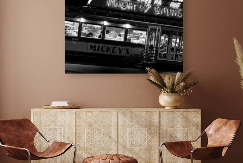 mickeys dining car at night  horizontal 1731 Mick by Black And White
