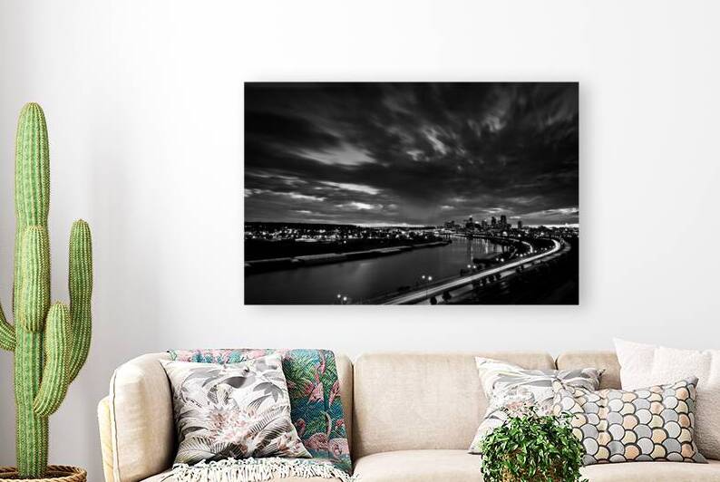 st paul minnestota city skyline at night  horizon by Black And White