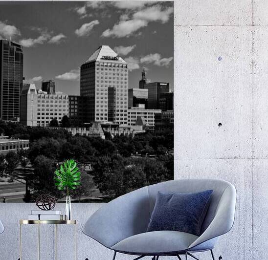 downtown st paul mn skyline  square 1736 Traveler by Black And White