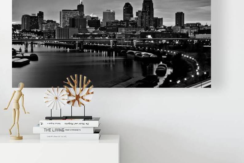 st paul skyline at dusk  horizontal 1727 Lafayett by Black And White