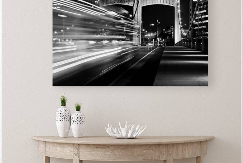 hennepin ave bridge at night  horizontal 1689 Bus by Black And White