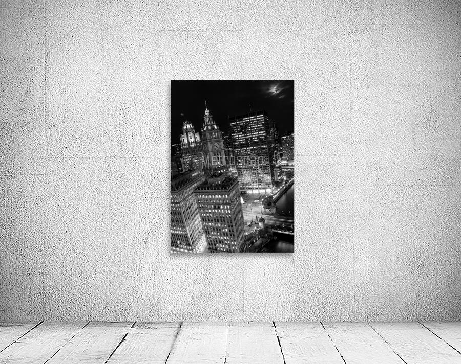 moonrise over downtown chicago at night  vertical Wall Preview