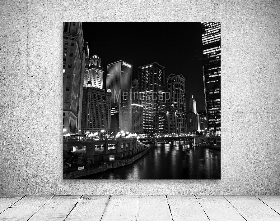 wacker drive chicago riverwalk at night  square 8 Wall Preview