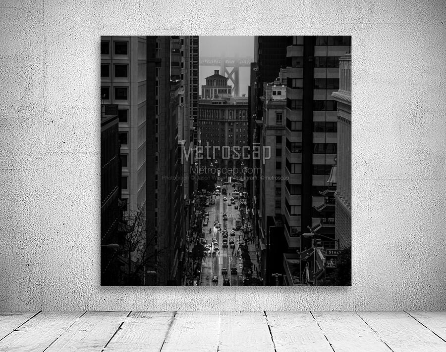 foggy rainy california street bay bridge  square Wall Preview