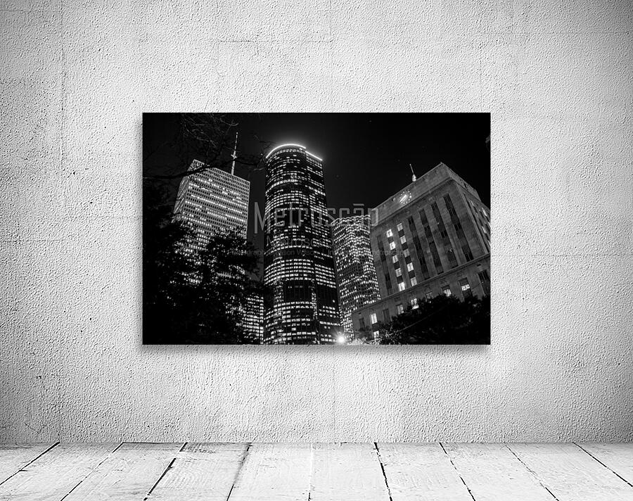 shell building and houston city hall at night  ho Wall Preview