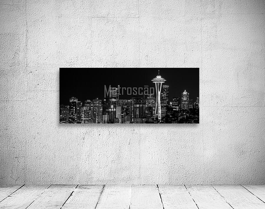 seattle skyline at night  panoramic 2681 Emerald Wall Preview