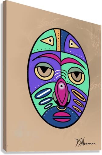 Simple Mask On Coffe Colored Background Canvas Print