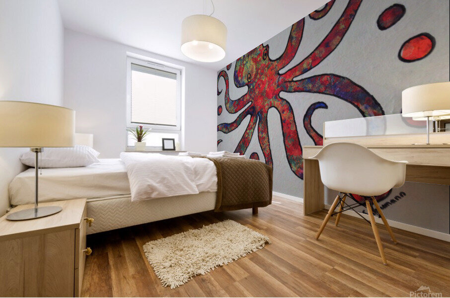Whimsical Juggling Octopus  Mural print