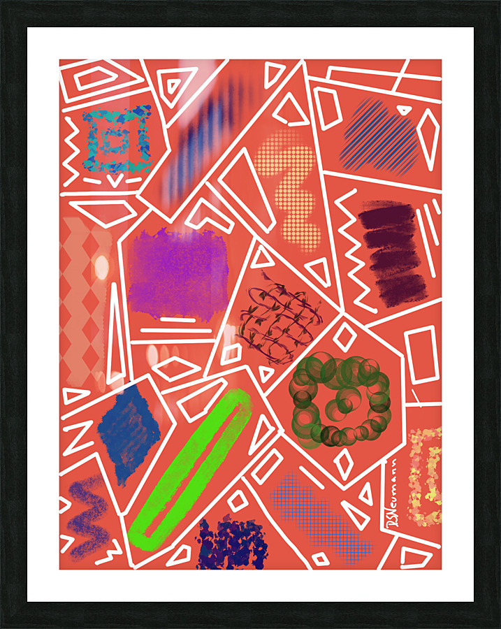 Rectangles In Rusted Red Picture Frame print