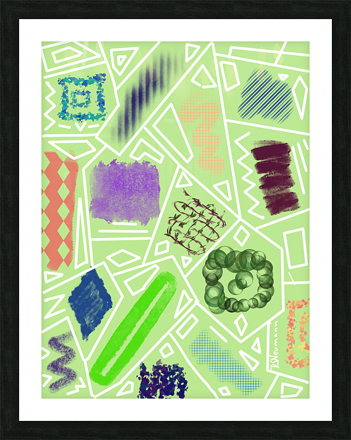 Rectangles In Pale Green Picture Frame print