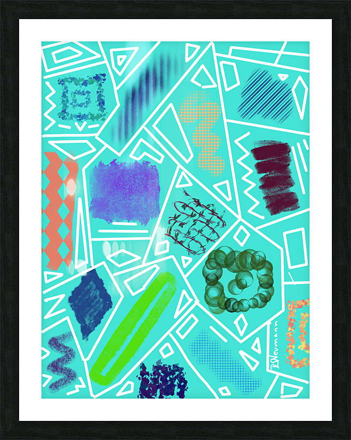 Rectangles In Turquoise Picture Frame print