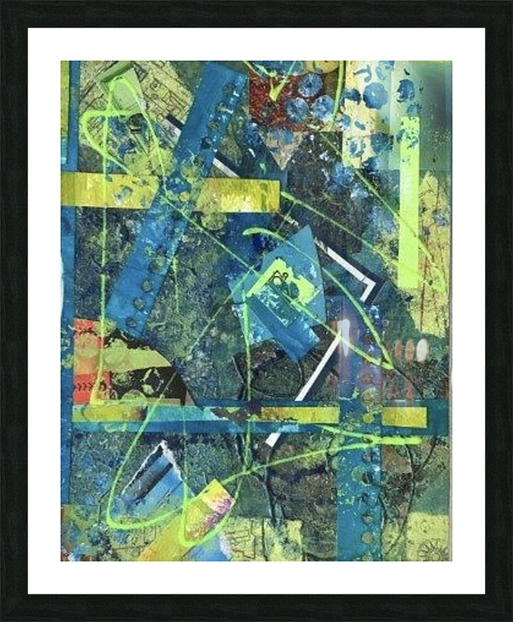 Lime  Blue Medley Picture Frame print