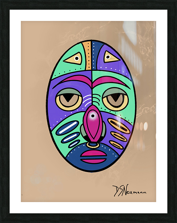 Simple Mask On Coffe Colored Background Picture Frame print