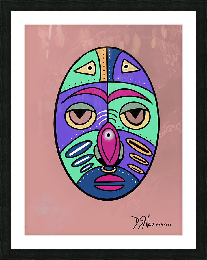 Simple Mask On Pale Rust Background Picture Frame print