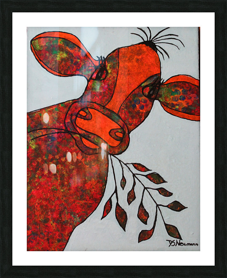 Whimsical Cow Picture Frame print