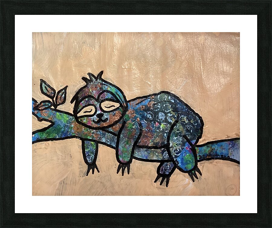Whimsical Sleeping Sloth Picture Frame print
