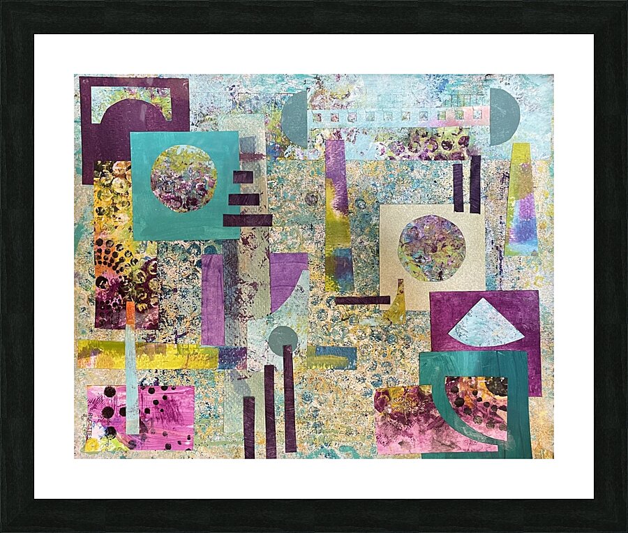 Turquoise Collage Picture Frame print