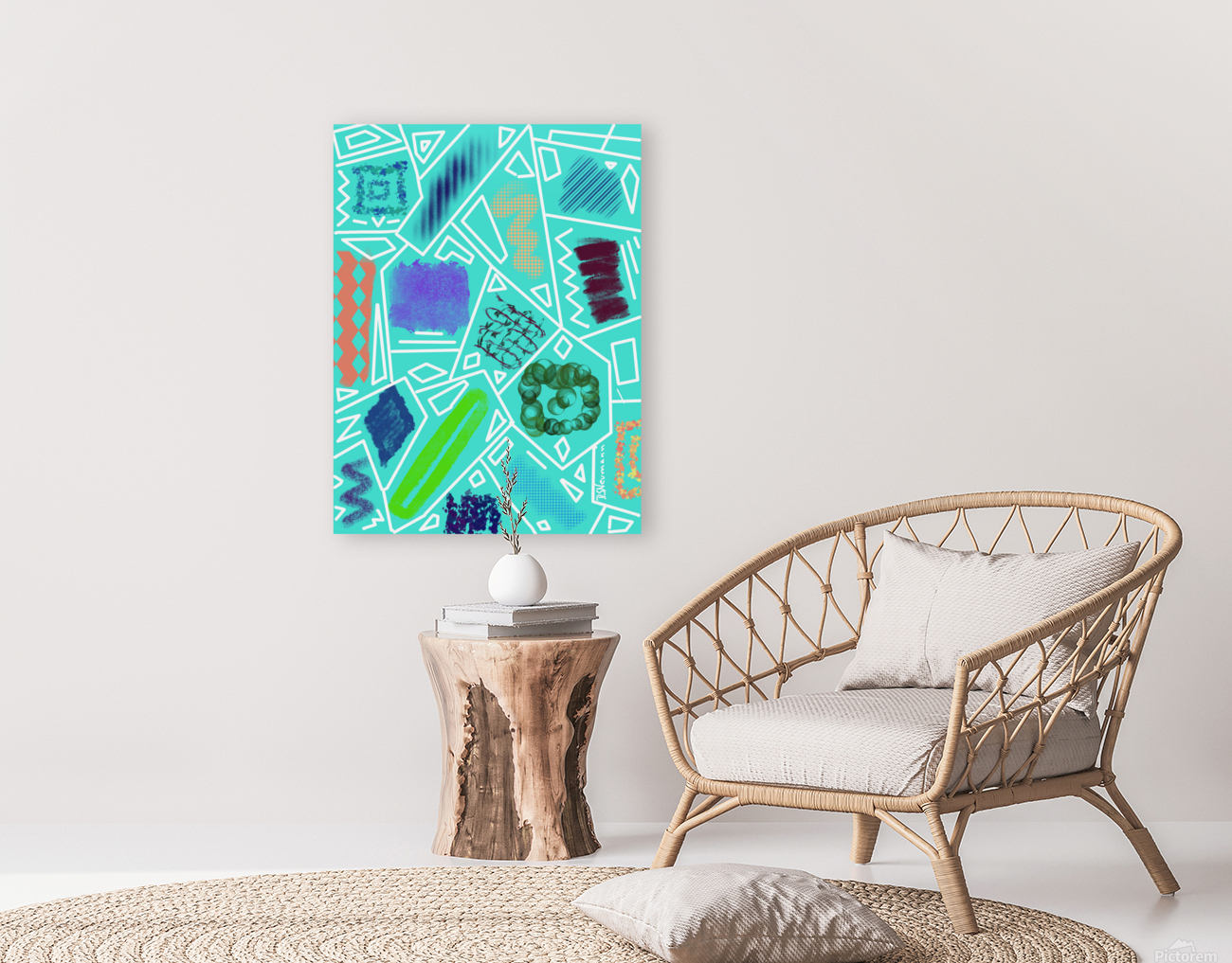 Rectangles In Turquoise Reproduction
