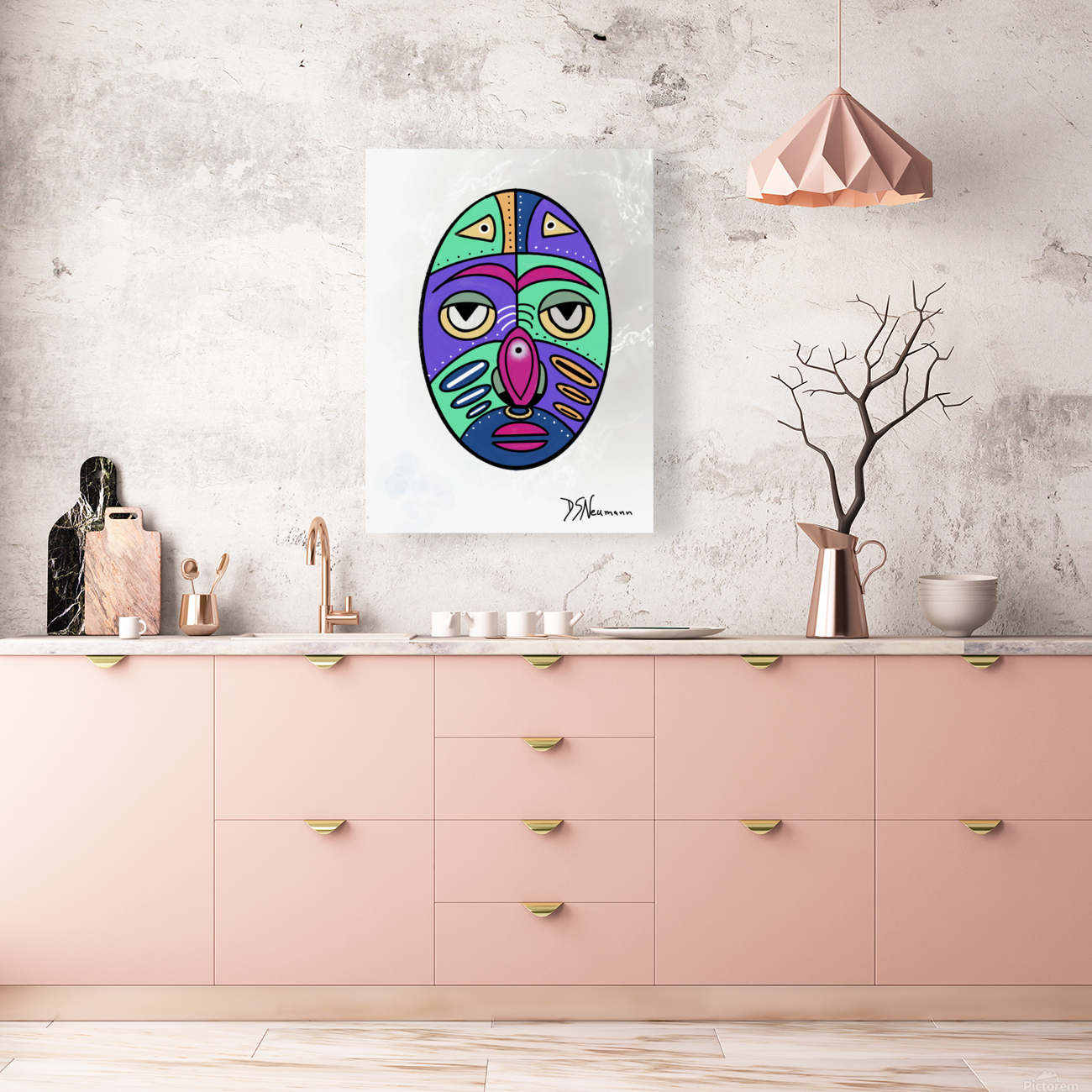 Simple Mask.on marble background Reproduction