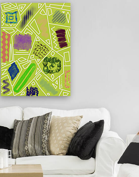 Abstract art - Rectangles In Yellowish Green by Dorothea Neumann