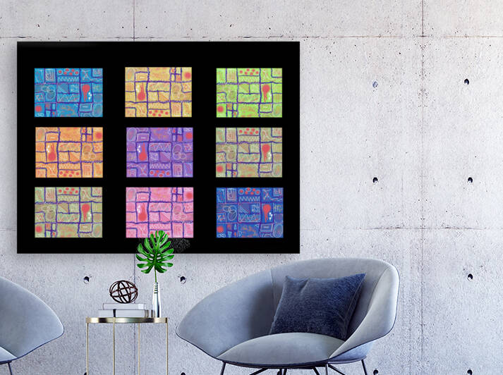 9 Squares On Black by Dorothea Neumann