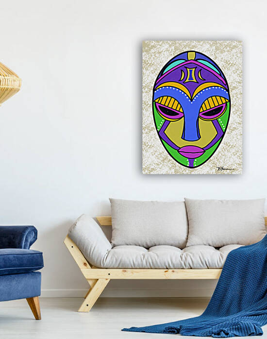 Tribal Mask with Spackled background by Dorothea Neumann