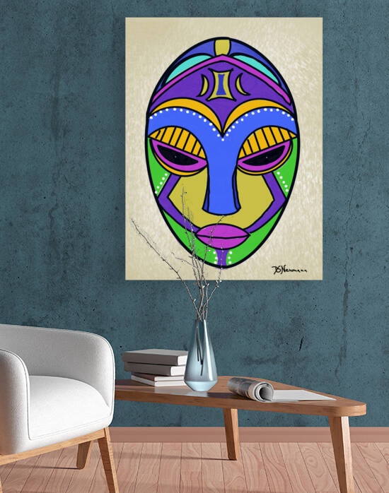 Tribal Mask14 on grey background by Dorothea Neumann