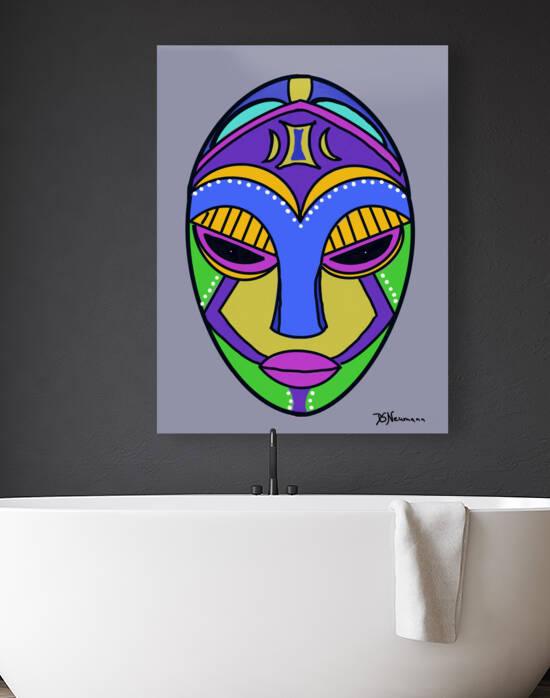 Tribal Mask 14.on grey by Dorothea Neumann