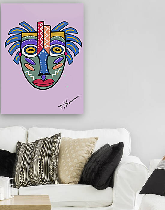 Tribal Mask 13 on pink background by Dorothea Neumann