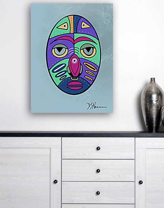 Simple Mask on grey green marble by Dorothea Neumann