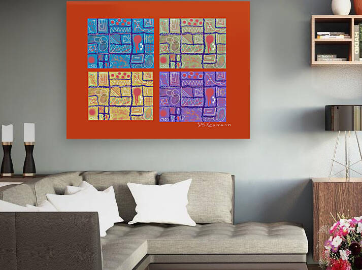 4 Squares In Red Orange by Dorothea Neumann