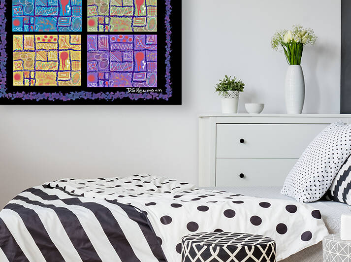 4 Squares In Black With Border by Dorothea Neumann