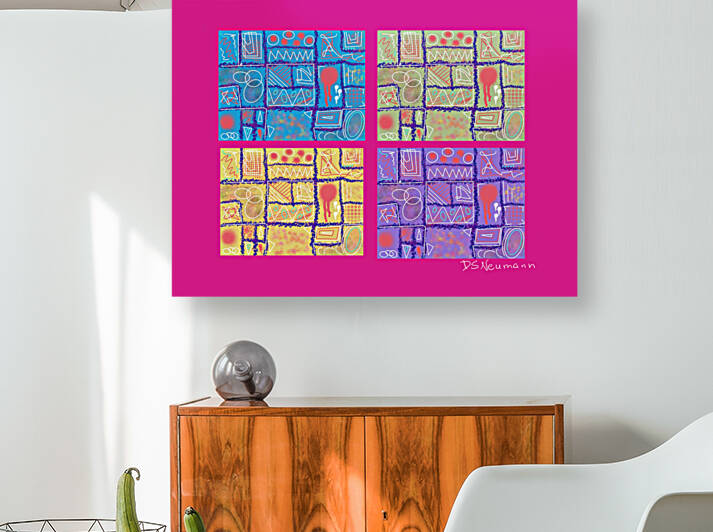 4 Squares In Deep Pink by Dorothea Neumann