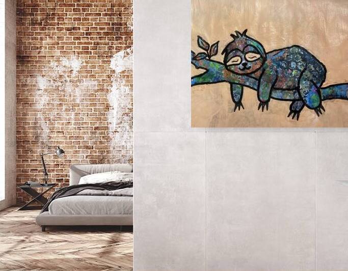 Whimsical Sleeping Sloth by Dorothea Neumann