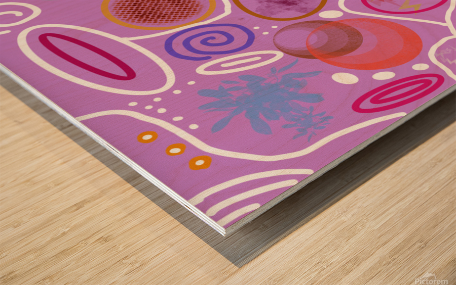 Abstract Circles In Violet Wood print