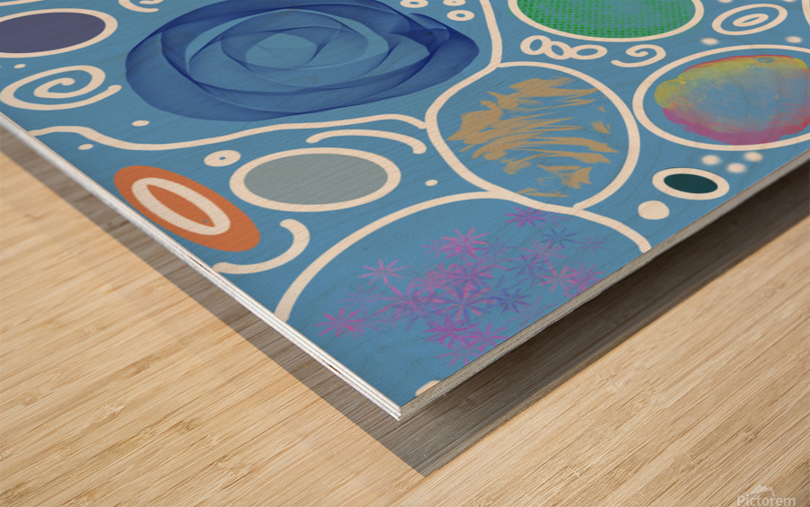 Circle Overload In Blue Wood print