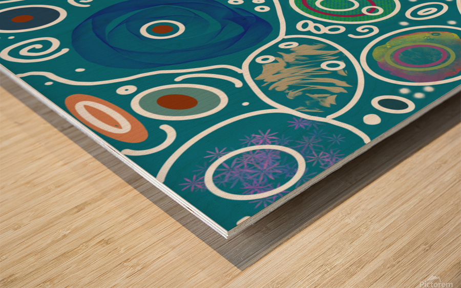 Circle Overload In Forest Green Wood print