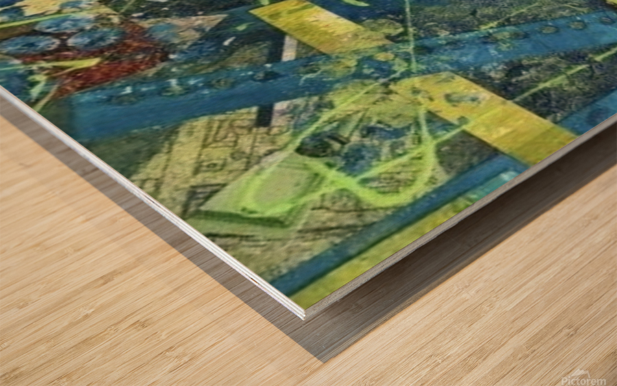 Lime  Blue Medley Wood print