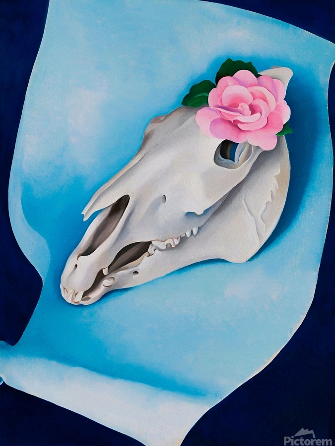 Georgia OKeeffe - Horses Skull with Pink Rose by William Store
