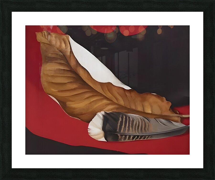 Georgia Okeeffe - Feather And Brown Leaf . A Picture Frame print