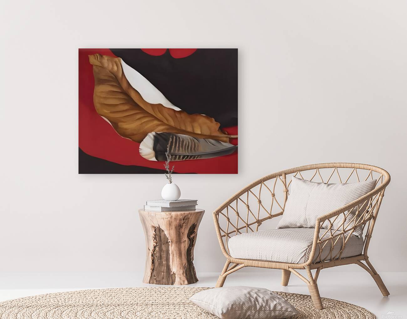 Georgia Okeeffe - Feather And Brown Leaf . A Reproduction