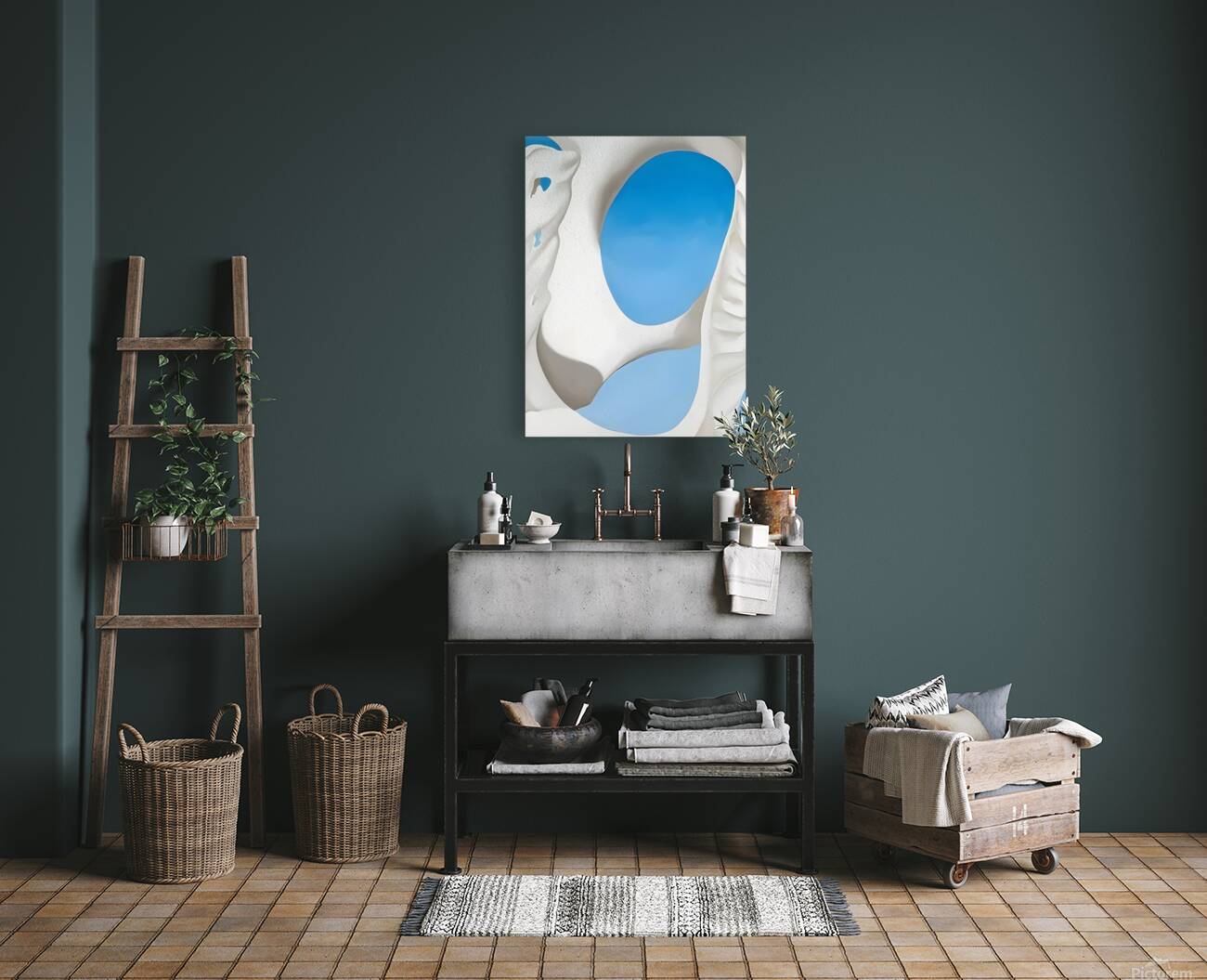 Georgia OKeeffe - Cows Skull White and Blue Reproduction