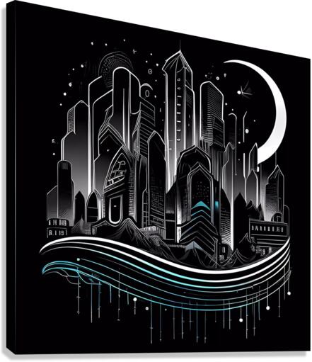 Futuristic Cityscape - Neon Nights Canvas Print