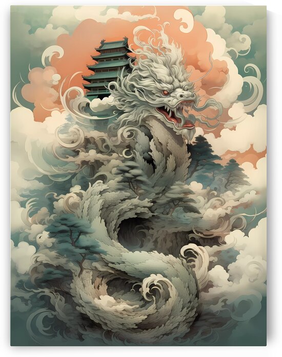 Serpentine Guardian: Chinese Dragon and Pagoda by Win Hardy