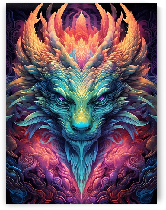 Psychedelic Portrait of a Mythical Creature by Win Hardy